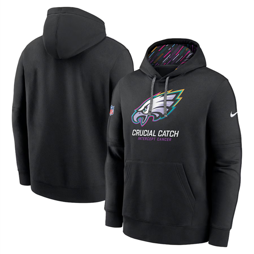 Men's Black Philadelphia Eagles 2024 Crucial Catch Club Pullover Hoodie